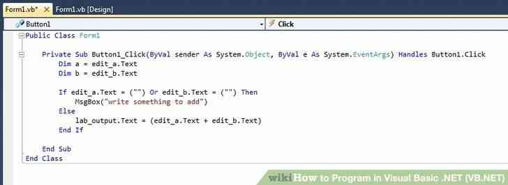 Image intitulé du Programme en Visual Basic .NET (vb.NET Étape 21